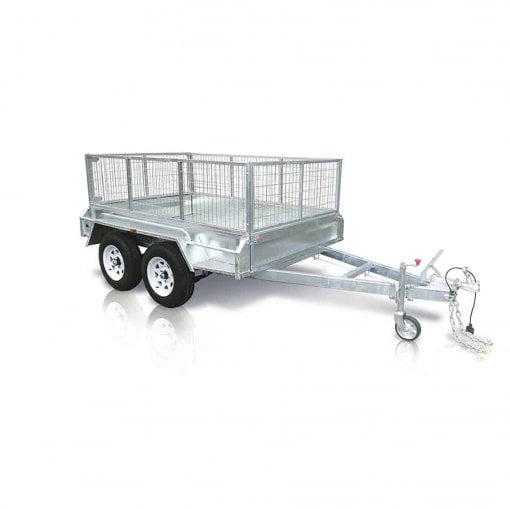 10x5 HD Tandem Box Trailer 1990Kg W/ 600mm Cage, Spare Wheel, and 12
